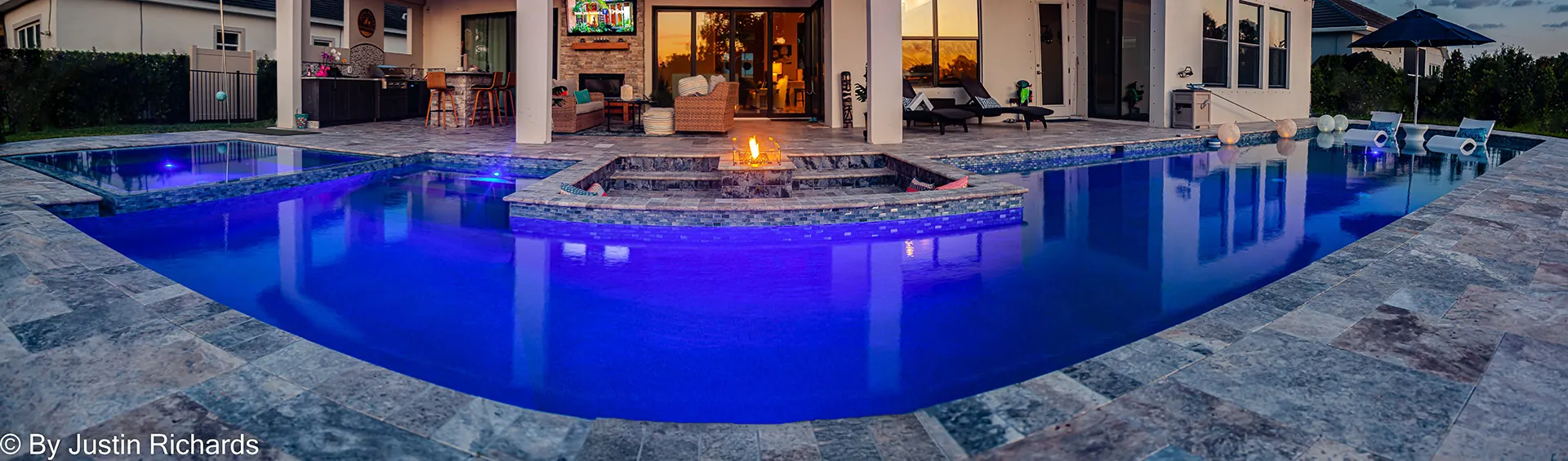 Blue LED pool lighting