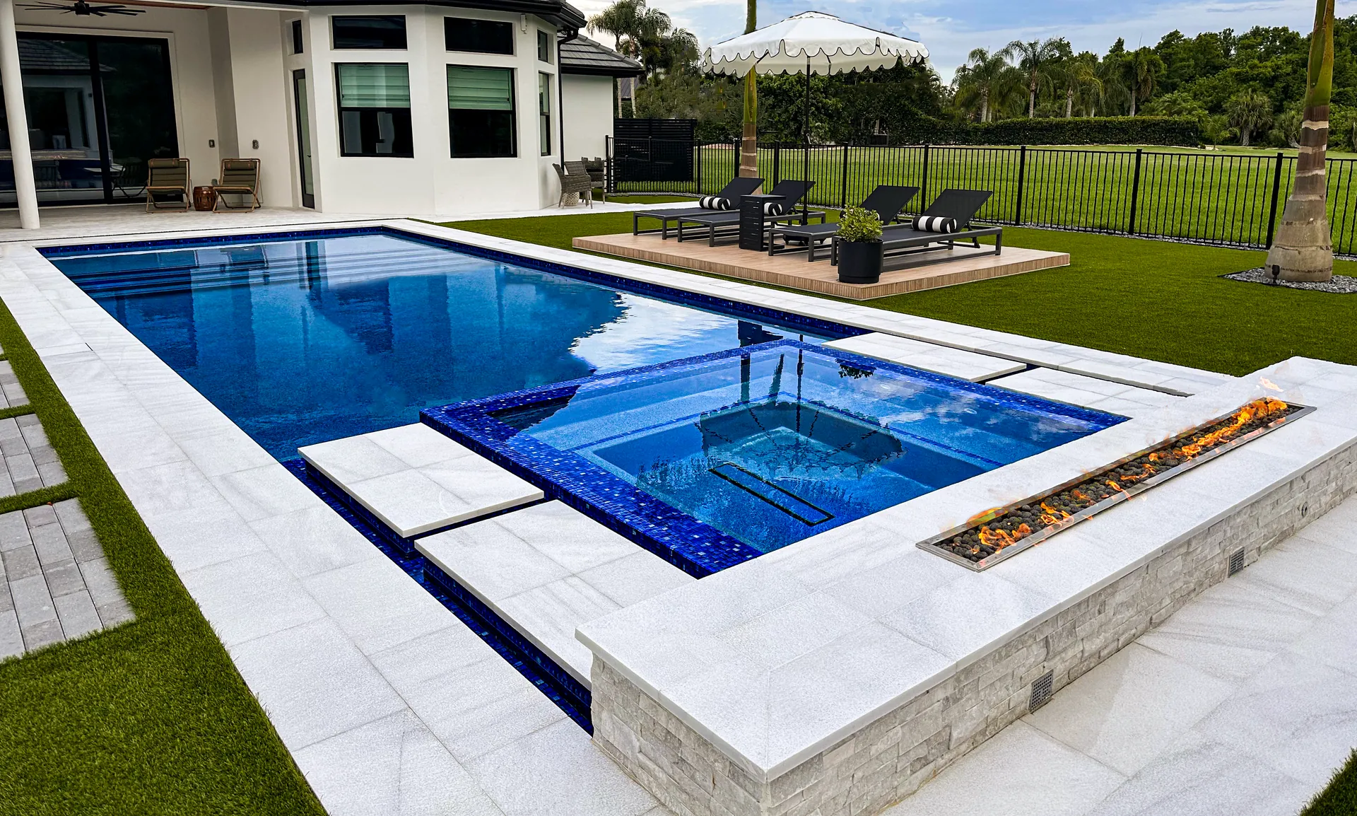 Cobalt glass tile spa