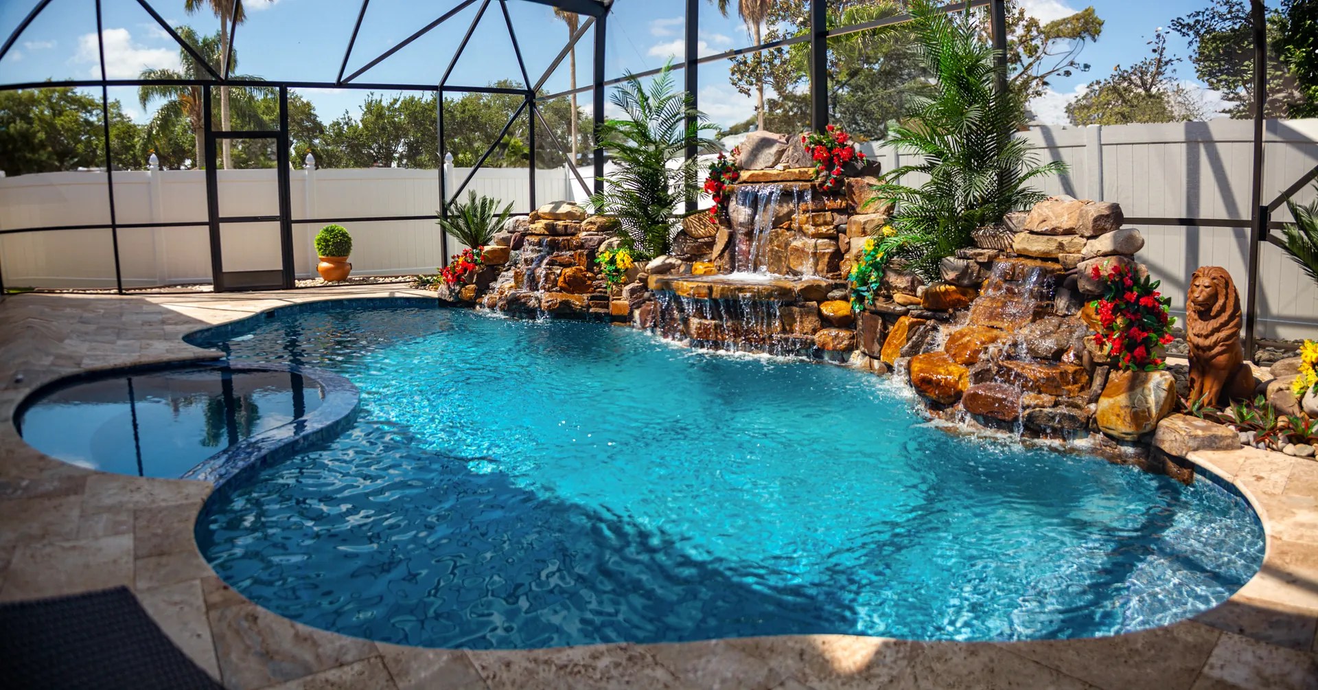 Multi-tier rock waterfall