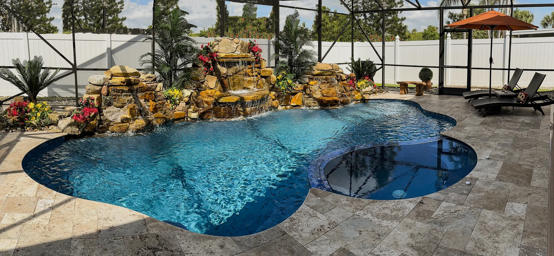 Multi-tier rock waterfall